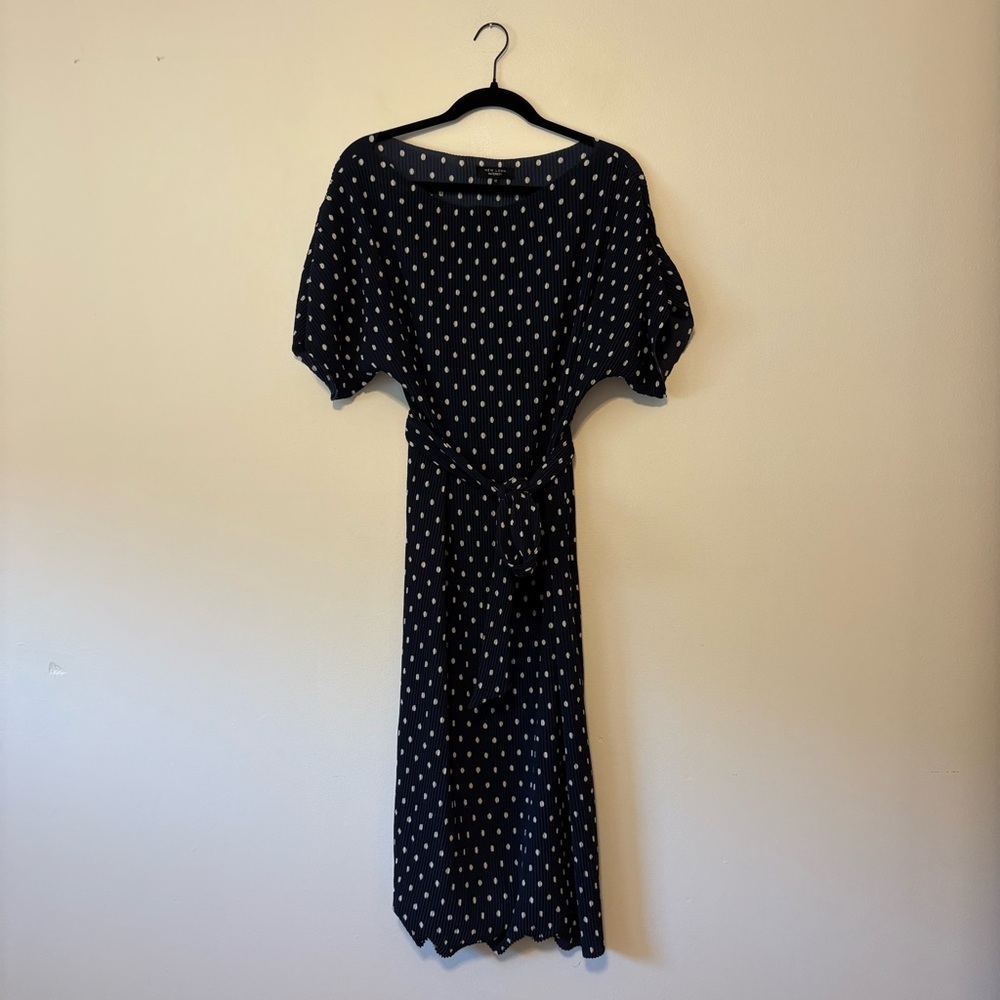 New Look Navy and White Midi Dress
